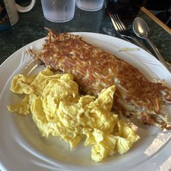 Hashbrowns and a scrambled egg