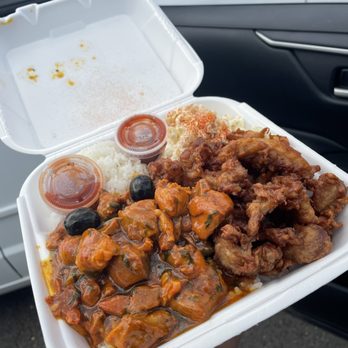 Iolani's Plate Lunch - Mix Plate (Pastele Stew and Mochiko Chicken) - Food Trucks Near Me - Portland, Oregon Iolani's Plate Lunch - Mix Plate (Pastele Stew and Mochiko Chicken) - Food Trucks Near Me - Portland, Oregon