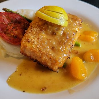 Wild Thyme Gourmet - Salmon with Vidalia Onion Crust - New American Near Me - Highlands, North Carolina Wild Thyme Gourmet - Salmon with Vidalia Onion Crust - New American Near Me - Highlands, North Carolina