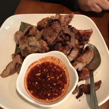 Aroy Thai Restaurant - Thai grilled appetizer--grilled pork shoulder with a spicy sauce - Thai Near Me - Chicago, Illinois Aroy Thai Restaurant - Thai grilled appetizer--grilled pork shoulder with a spicy sauce - Thai Near Me - Chicago, Illinois