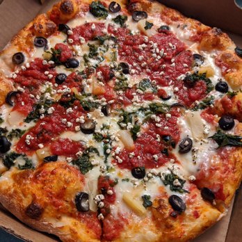 Town Hall Pizza - 12 inch build your own with pineapple, black olives, feta, and extra sauce - Pizza Near Me - Berrien Springs, Michigan Town Hall Pizza - 12 inch build your own with pineapple, black olives, feta, and extra sauce - Pizza Near Me - Berrien Springs, Michigan
