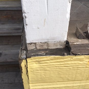 Willson Bailey Construction - BEFORE: Mortar was originally (incorrectly) used as sealant and was breaking off in chunks. Cheap siding pulling away, too. - General Contractors Near Me
