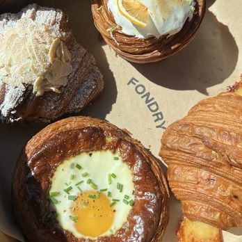 Fondry - Almond croissant, lemon meringue croiffin, ham n Gruyère, and bakers breakfast. - Cafes Near Me - Los Angeles, California Fondry - Almond croissant, lemon meringue croiffin, ham n Gruyère, and bakers breakfast. - Cafes Near Me - Los Angeles, California