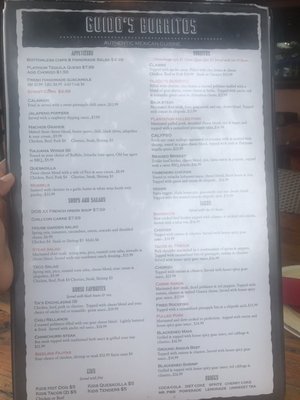 Menu photo 3 Guido's Burritos Mexican Restaurant & Tequila Cantina Ocean City, MD