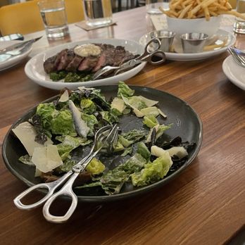 Main St Provisions - Caesar, Ribeye & fries. I missed the crab cake, I ate it too fast. - New American Near Me - Las Vegas, Nevada Main St Provisions - Caesar, Ribeye & fries. I missed the crab cake, I ate it too fast. - New American Near Me - Las Vegas, Nevada