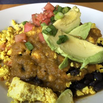 Leaf Vegetarian Restaurant - Huevos Rancheros with tofu scramble asked for spicy you got it! - Vegetarian Near Me - Boulder, Colorado
