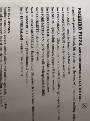 Menu photo 1 Firebird Glasgow, GLG