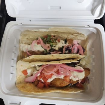 California Fish Grill - Battered Fish Taco (one with cilantro/one without) - Seafood Near Me - San Jose, California