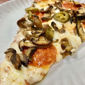Gino's Real New York Pizza - Pepperoni, mushrooms and jalapeños - Pizza Near Me - Myrtle Beach, South Carolina Gino's Real New York Pizza - Pepperoni, mushrooms and jalapeños - Pizza Near Me - Myrtle Beach, South Carolina