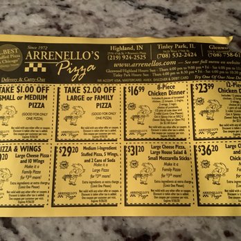 Arrenello's Pizza - Coupon 31.20 extra 3.50 for family. $34.70 not 41.50 - Pizza Near Me - Tinley Park, Illinois