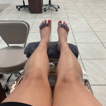 Brilliant Nails & Spa - Hot pink pedi ire for the win! Color 115 I believe. - Nail Salons Near Me - New Bern, North Carolina