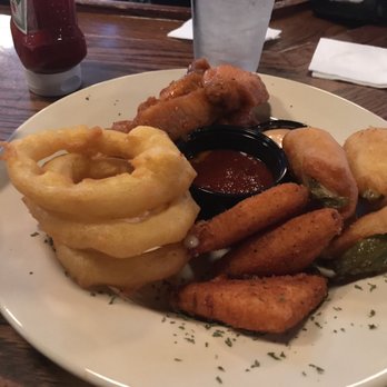 McFadden's Saloon - Not your average boring appetizer sampler - Wings, rings, fried provolone, & fried pickles, BOOYAH! - American Near Me - Pittsburgh, Pennsylvania