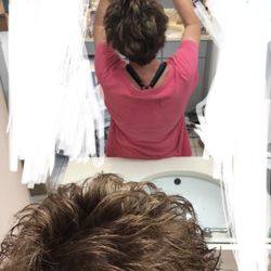 ReFinery Salon - Stupid SPOTS ONLY on back of head. Why?! Top of head is how I walked in wanting overall balanced highlights. Zoom into back of head 2C spots