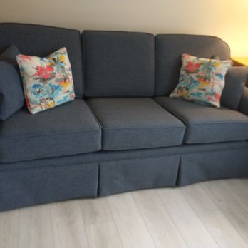 Watson Upholstery - Sofa in den after reupholstery. - Furniture Reupholstery Near Me - Boynton Beach, Florida
