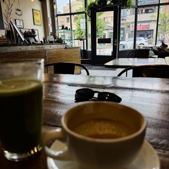 2914 Coffee - Raspberry Crumble Latte and Iced Matcha both w/ Almond Milk - Coffee & Tea Near Me - Denver, Colorado
