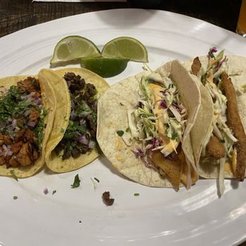 La Costilla Grill - 4 tacos; chicken, asada, grilled fish, fried fish - Mexican Near Me - McDonough, Georgia