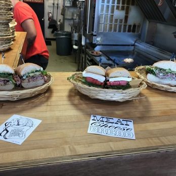 Meat Cheese Bread - L to R: Ham and Brie with pear, Caprese, and Flank steak - Sandwiches Near Me - Portland, Oregon