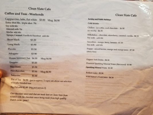Menu photo 2 CleanSlate Cafe Katoomba, NSW Menu photo 2 CleanSlate Cafe Katoomba, NSW