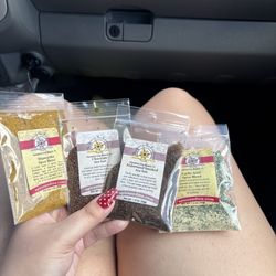 The Spice & Tea Exchange of Panama City Beach - Shawarma spice blend, chocolate sea salt, Alder wood smoked sea salt, and Garlic Aioli