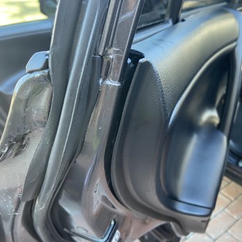 Hudiburg Collision Center - Inner door panel not installed correctly- gap didn't allow door to shut properly - Body Shops Near Me - Midwest City, Oklahoma Hudiburg Collision Center - Inner door panel not installed correctly- gap didn't allow door to shut properly - Body Shops Near Me - Midwest City, Oklahoma