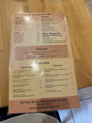 Menu photo 4 Dixie Cream Cafe Windermere, FL