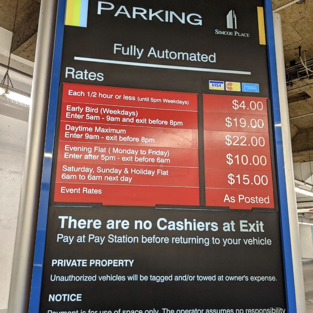 Simcoe Place Express Park - Parking rates - Parking Near Me - Toronto, Ontario Simcoe Place Express Park - Parking rates - Parking Near Me - Toronto, Ontario