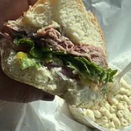 OG Tri Tip sandwich and macaroni salad