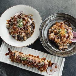 Cavi Sushi - Baked Rolls: Salmon, Lobster, and Scallops.