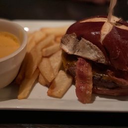 Pretzel Bacon Beer Cheese Burger