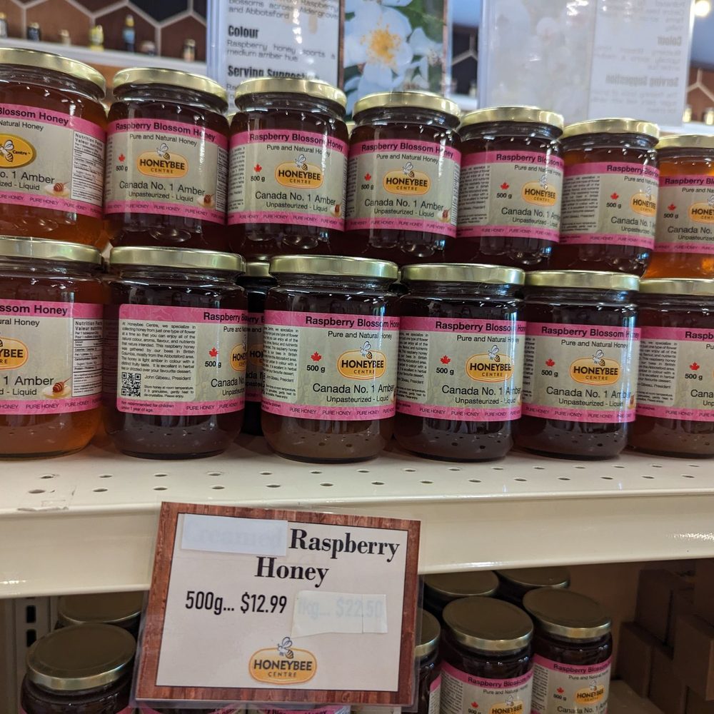 Honeybee Centre - a display of raspberry honey - Specialty Food Near Me - Surrey, British Columbia Honeybee Centre - a display of raspberry honey - Specialty Food Near Me - Surrey, British Columbia