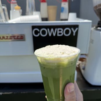 Cowboy Coffee - Matcha latte with lavender cream top - Coffee & Tea Near Me - Sunnyvale, California