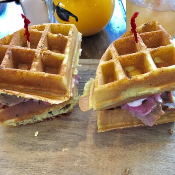 Red Maple - Brisket on waffle sandwich. - Cafes Near Me - Los Angeles, California Red Maple - Brisket on waffle sandwich. - Cafes Near Me - Los Angeles, California