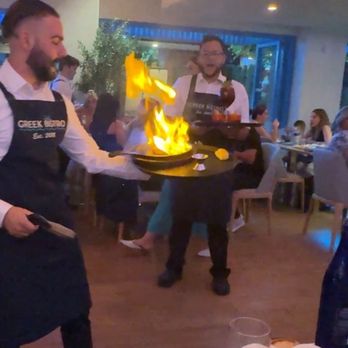 Greek Bistro - Haloumi cheese on fire - Greek Near Me - Glendale, California Greek Bistro - Haloumi cheese on fire - Greek Near Me - Glendale, California