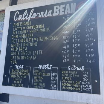 California Bean - Regular fill menu - Coffee & Tea Near Me - San Diego, California