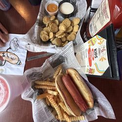 Ernie’s Midtown Pub - Fried pickles + the kids hot dog meal