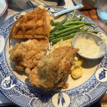 Founding Farmers DC - Chicken & waffles southern style with green beans & white gravy & Mac & cheese $24.99 Washington DC - American Near Me - Washington, DC, District of Columbia Founding Farmers DC - Chicken & waffles southern style with green beans & white gravy & Mac & cheese $24.99 Washington DC - American Near Me - Washington, DC, District of Columbia
