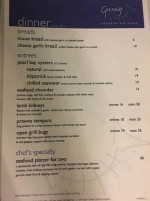 Menu photo 2 Grennys Restaurant Noosaville, QLD