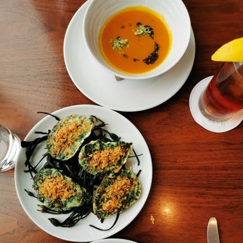 Manhatta - Oyster Rockefeller and Carrot Soup - New American Near Me - New York, New York Manhatta - Oyster Rockefeller and Carrot Soup - New American Near Me - New York, New York