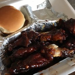 a hamburger and bbq chicken a hamburger and bbq chicken