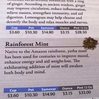 Crepes Tea House - Rainforest Mint Tea description. - Coffee & Tea Near Me - West Springfield, Massachusetts