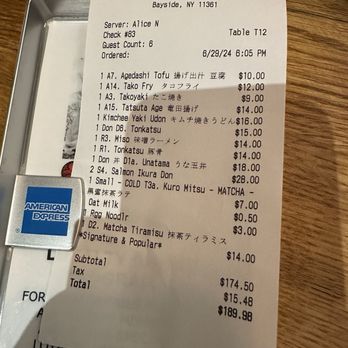 Nippon Cha - Receipt - Japanese Near Me - Bayside, New York