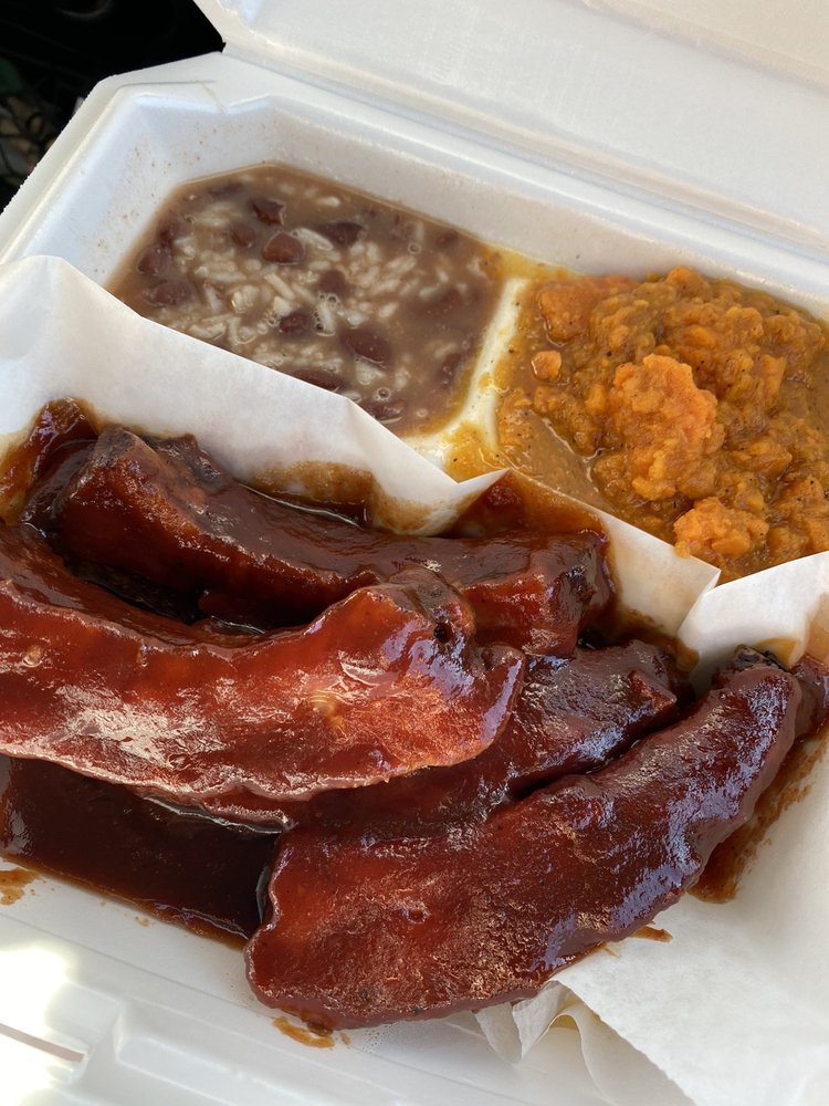 Baby back ribs, yams, red beans and rice. Make sure to add the cayenne