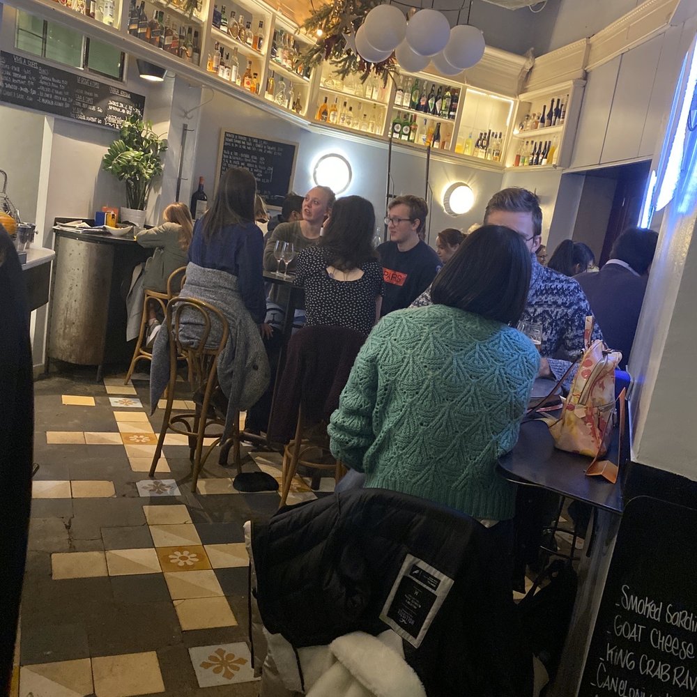 Super tiny restaurants. Filled on a Monday night at 8:30pm.