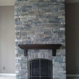 Fireplace done in Echo Ridge Country Ledgestone by Boral Cultured Stone