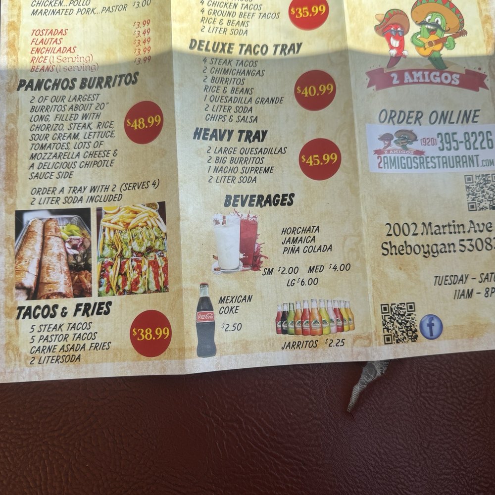 2 Amigos Restaurant - Menu - Mexican Near Me - Sheboygan, Wisconsin 2 Amigos Restaurant - Menu - Mexican Near Me - Sheboygan, Wisconsin