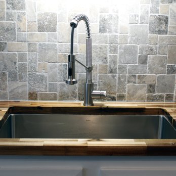 Nazareth Handyman Services - New Sink, Faucet, Garbage Disposal, Natural Stone Backsplash, and Butcher Block Countertops. - Handyman Near Me Nazareth Handyman Services - New Sink, Faucet, Garbage Disposal, Natural Stone Backsplash, and Butcher Block Countertops. - Handyman Near Me
