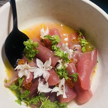 Darkroom - Tuna Crudo with white peach ponzu - Wine Bars Near Me - Santa Ana, California