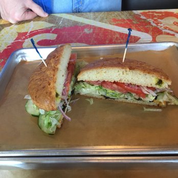 Schlotzsky's - Medium Fresh Veggie on Jalapeño Cheddar bun - delicious! - Sandwiches Near Me - Bee Cave, Texas
