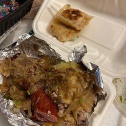Kielbasa platter with stuffed cabbage and Potato and Farmer's Cheese Pierogi Kielbasa platter with stuffed cabbage and Potato and Farmer's Cheese Pierogi