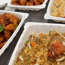 Sally's Kitchen - Sesame chicken, wontons, General tsos chicken, and fried rice